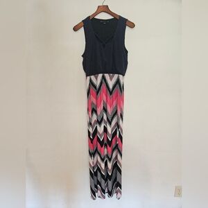 Women's Three Pink Hearts Sleeveless Dress Navy Blue Pink White Small